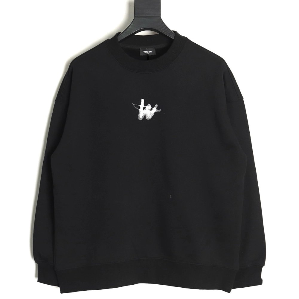 We11 done chest W printed velvet round neck sweatshirt,We11done Sweatshirt,Low Price High quality,legit seller