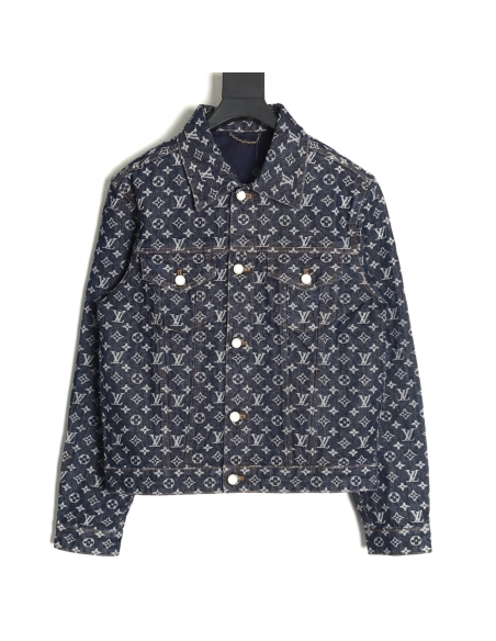 Louis Vuitton allover jacquard pearl button denim jacket,Louis Vuitton Jacket,Jacket,APPAREL
