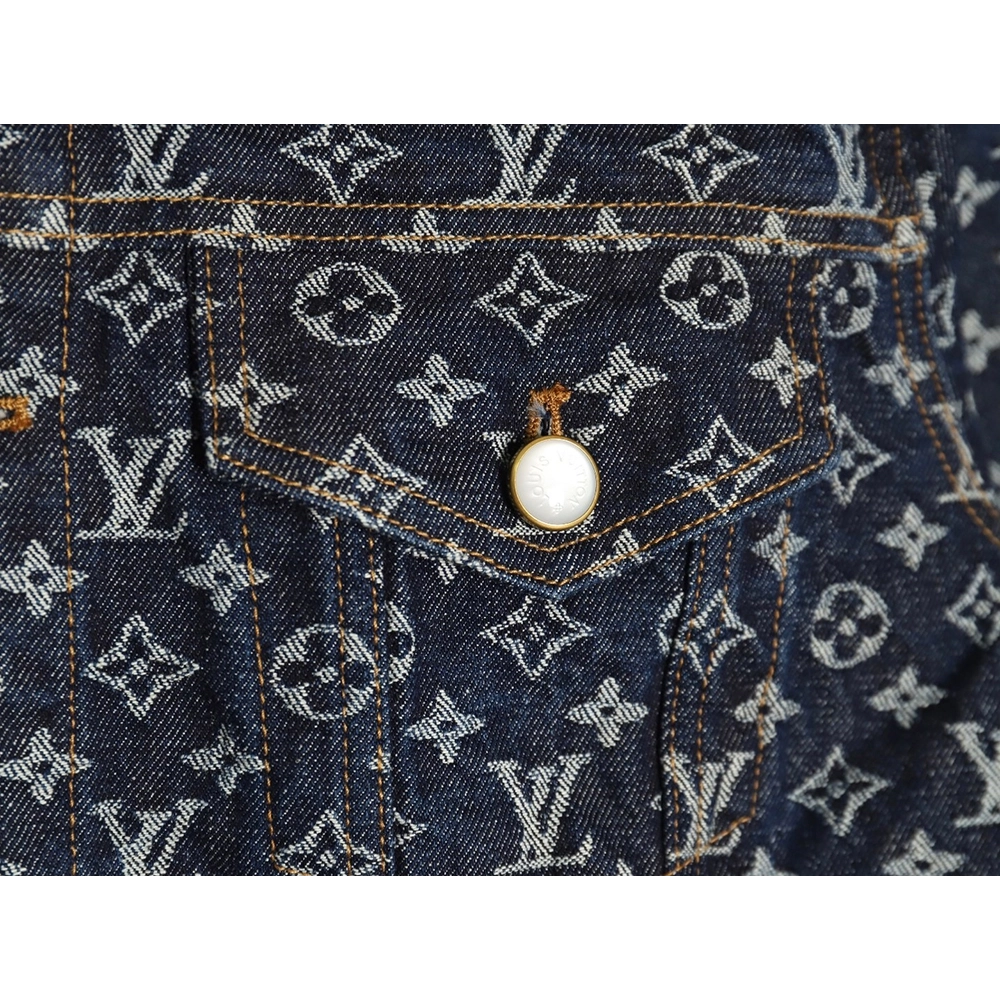 Louis Vuitton allover jacquard pearl button denim jacket,Louis Vuitton Jacket,Jacket,APPAREL