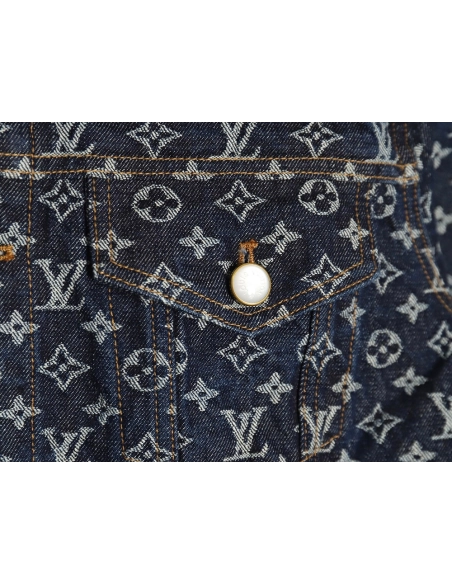 Louis Vuitton allover jacquard pearl button denim jacket,Louis Vuitton Jacket,Jacket,APPAREL