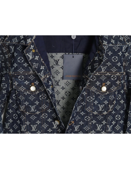 Louis Vuitton allover jacquard pearl button denim jacket,Louis Vuitton Jacket,Jacket,APPAREL