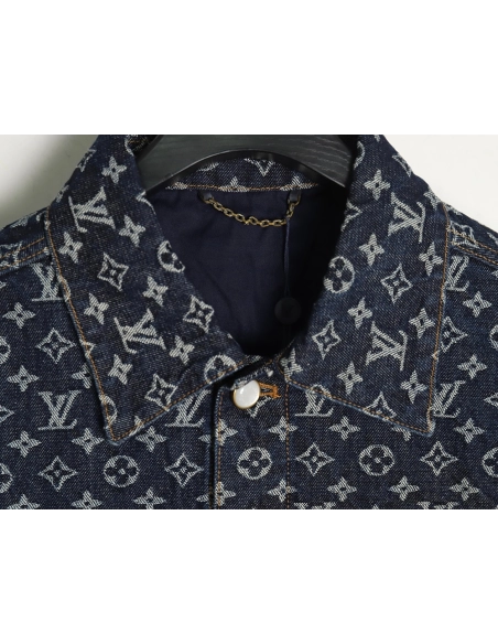 Louis Vuitton allover jacquard pearl button denim jacket,Louis Vuitton Jacket,Jacket,APPAREL