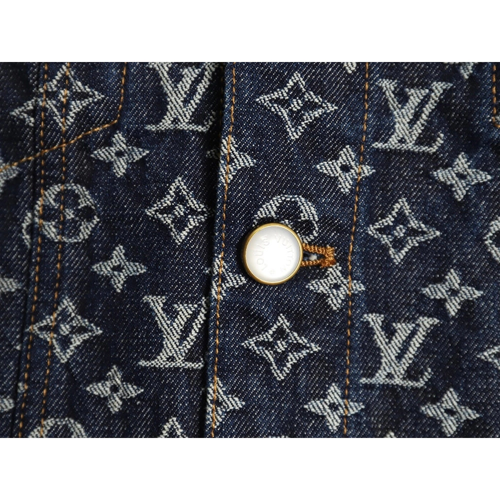 Louis Vuitton allover jacquard pearl button denim jacket,Louis Vuitton Jacket,Jacket,APPAREL