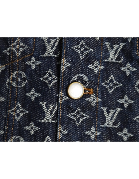 Louis Vuitton allover jacquard pearl button denim jacket,Louis Vuitton Jacket,Jacket,APPAREL