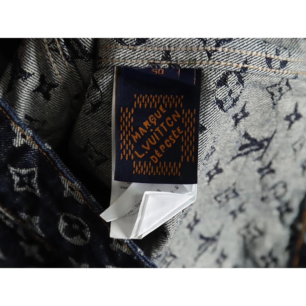 Louis Vuitton allover jacquard pearl button denim jacket,Louis Vuitton Jacket,Jacket,APPAREL