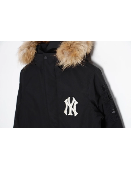 MLB embroidered logo fur collar hooded down jacket,MLB Jacket,Jacket,APPAREL