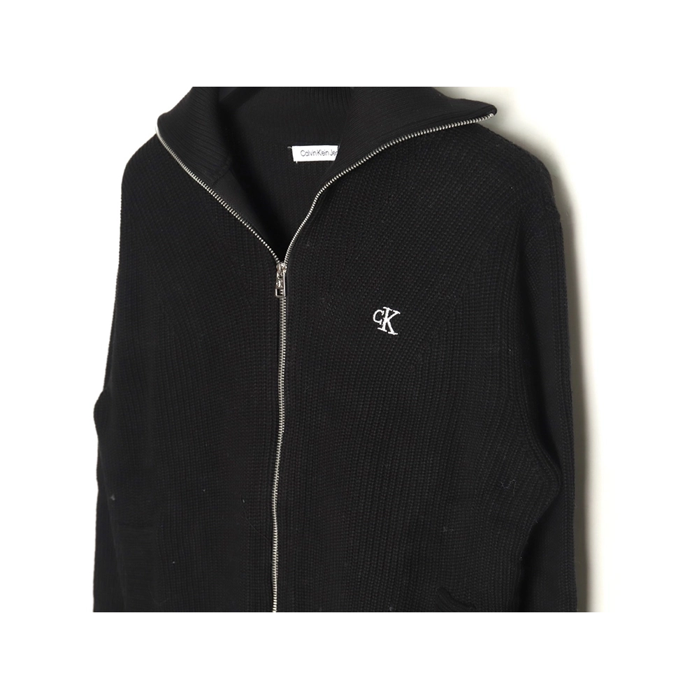 Calvin Klein small logo embroidery knitted zipup jacket,buy cheap,low price and discount Calvin Klein