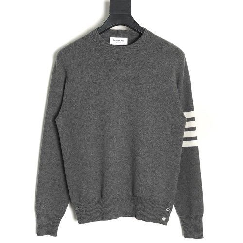 Thom Browne Classic FourBar FiveButton Crewneck Sweater,buy cheap,low price and discount Thom Browne