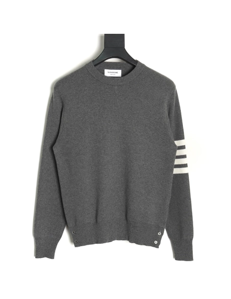 Thom Browne Classic FourBar FiveButton Crewneck Sweater,buy cheap,low price and discount Thom Browne