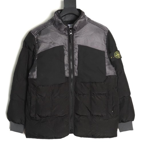 Stone Island metal nylon lightweight splicing down jacket TSK3,Stone Island
