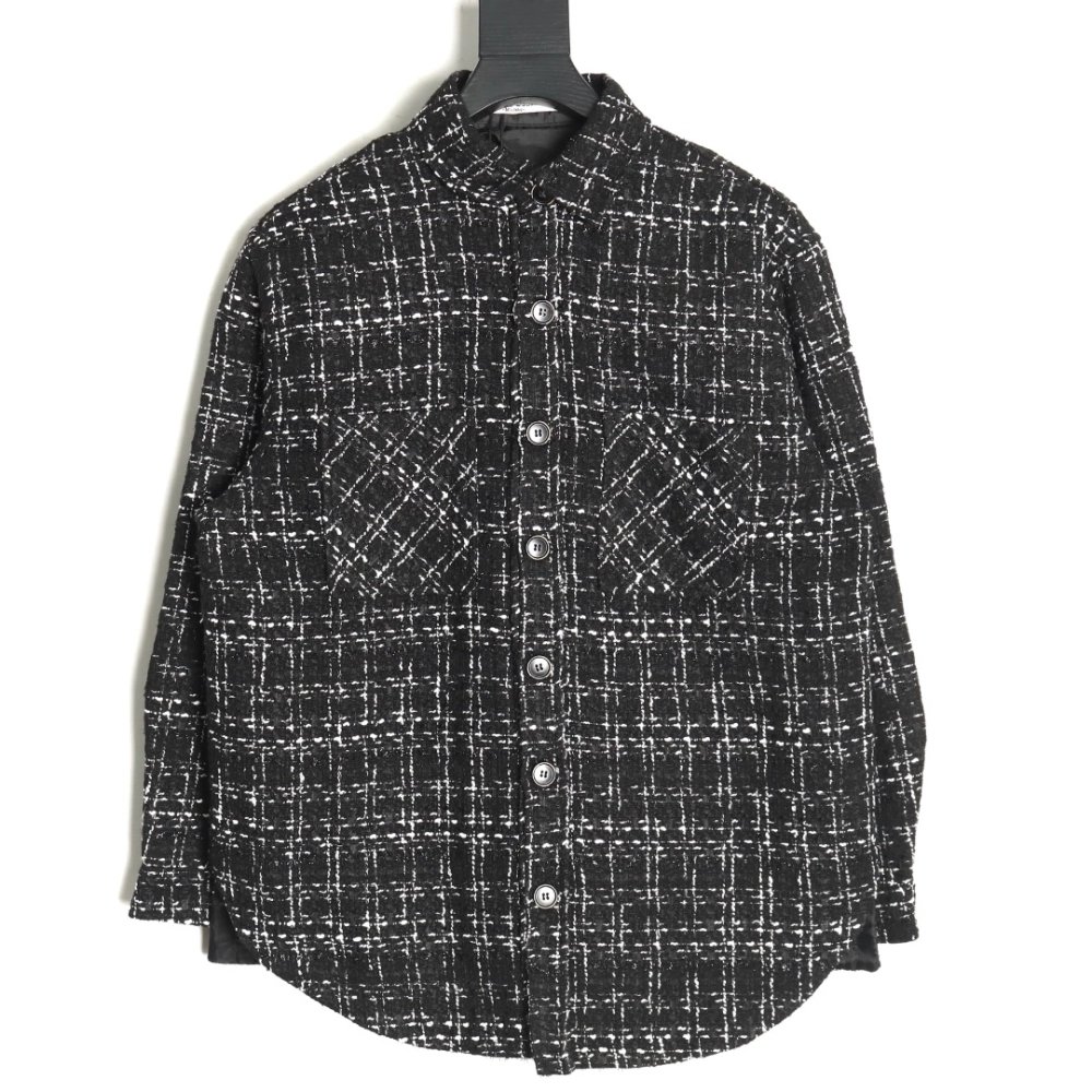 Charlie Luciano silver thread woven plaid shirt jacket TSK3,Charlie Luciano