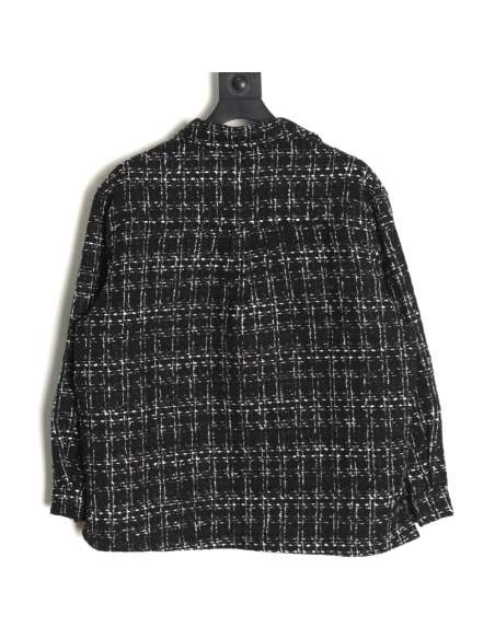 Charlie Luciano silver thread woven plaid shirt jacket TSK3,Charlie Luciano