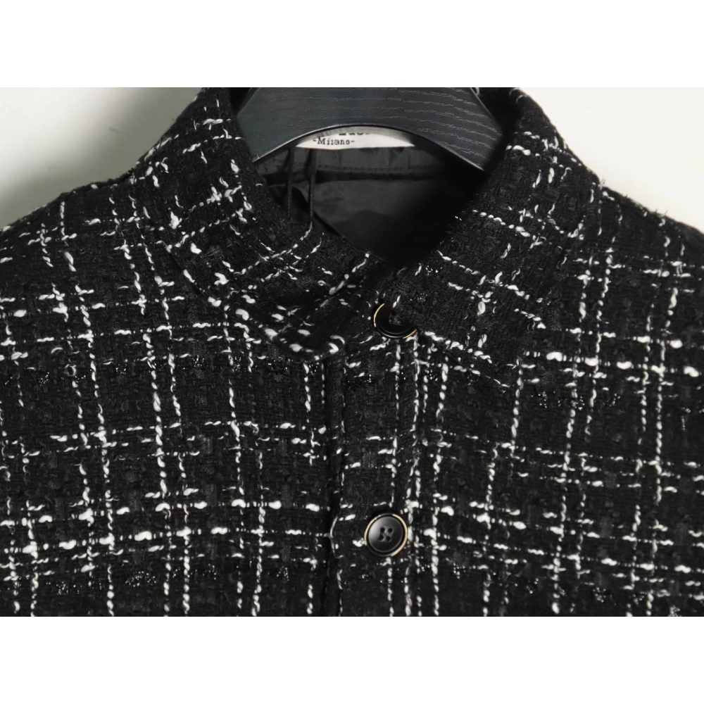 Charlie Luciano silver thread woven plaid shirt jacket TSK3,Charlie Luciano
