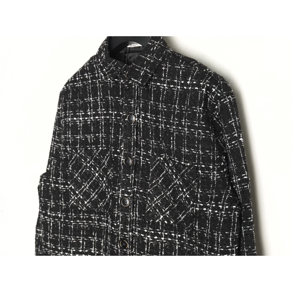 Charlie Luciano silver thread woven plaid shirt jacket TSK3,Charlie Luciano