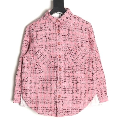 Charlie Luciano silver thread woven plaid shirt jacket TSK1,Charlie Luciano