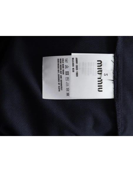 Miu Miu Lettering Embroidered Lapel Long Sleeve T-Shirt,Miu Miu