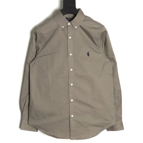 Ralph Lauren classic solid color small label war horse embroidered shirt TSK3,Ralph Lauren