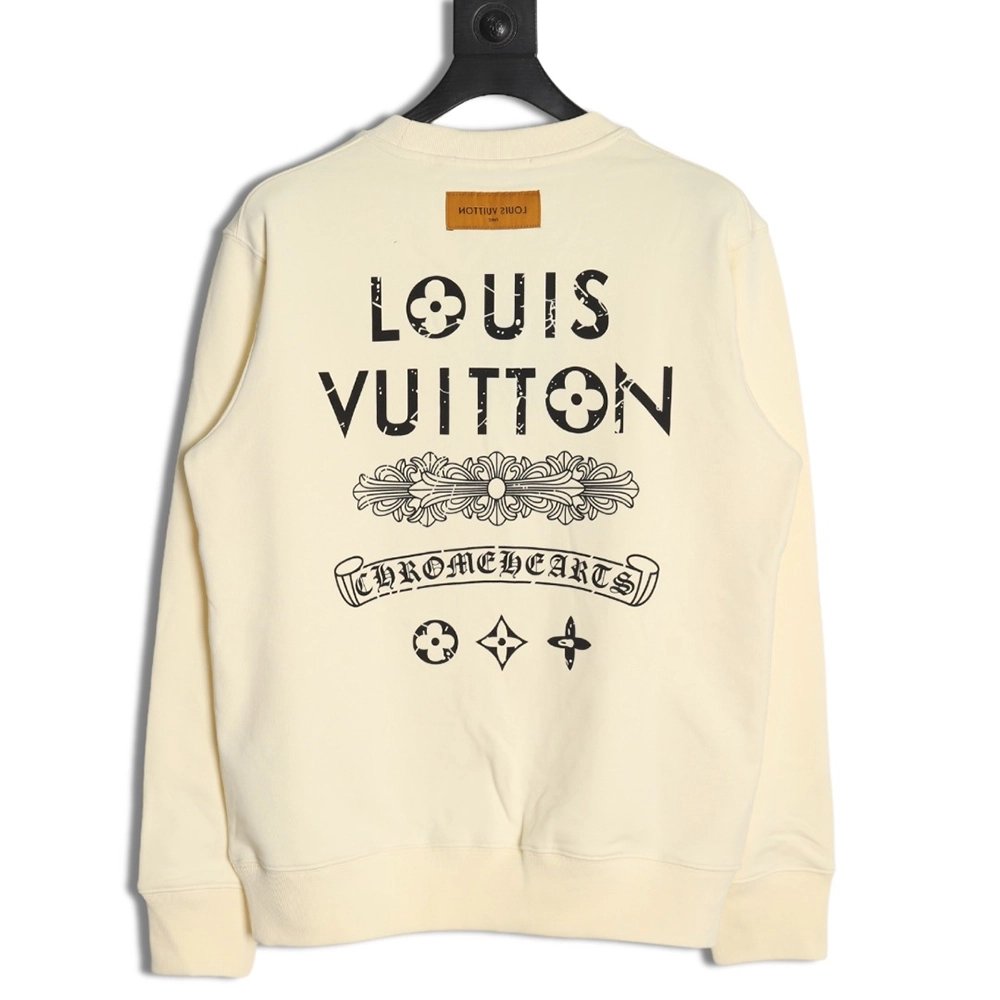 Louis Vuitton &amp; Chrome Hearts joint Sanskrit letter print crew neck sweatshirt,Louis Vuitton