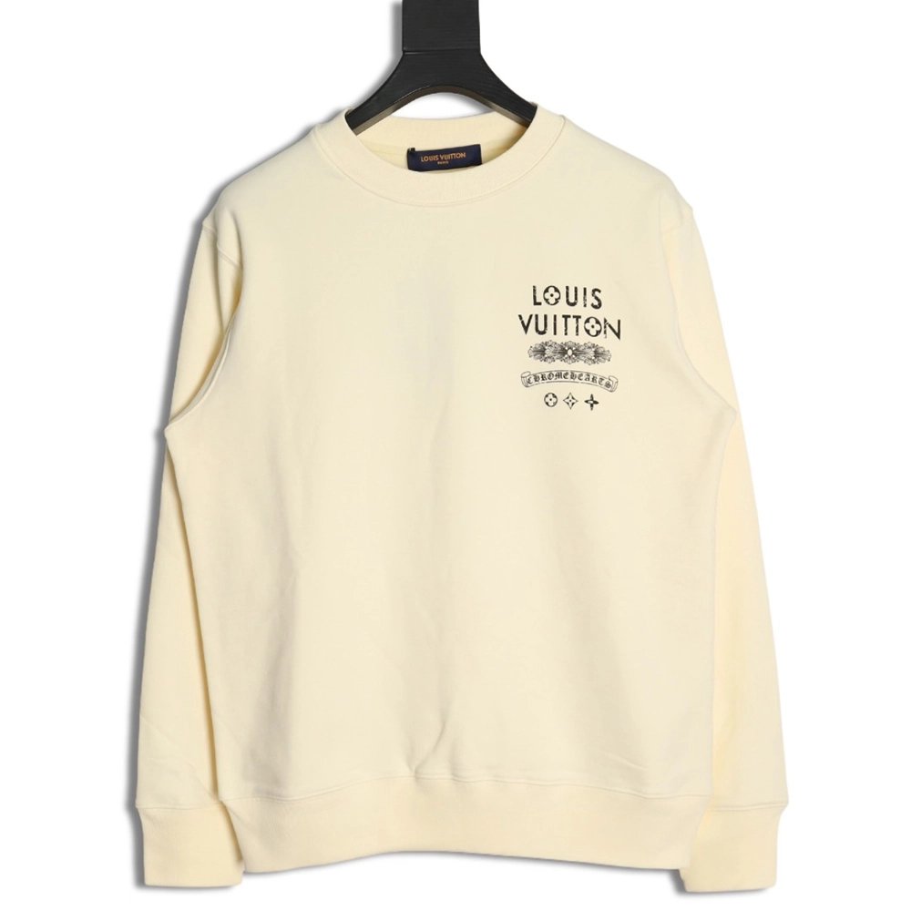 Louis Vuitton &amp; Chrome Hearts joint Sanskrit letter print crew neck sweatshirt,Louis Vuitton