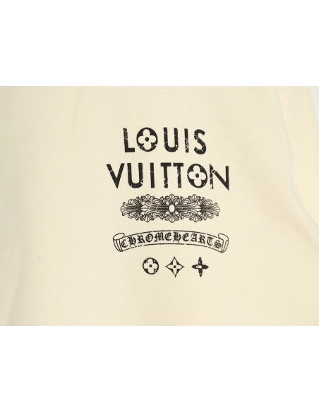 Louis Vuitton &amp; Chrome Hearts joint Sanskrit letter print crew neck sweatshirt,Louis Vuitton