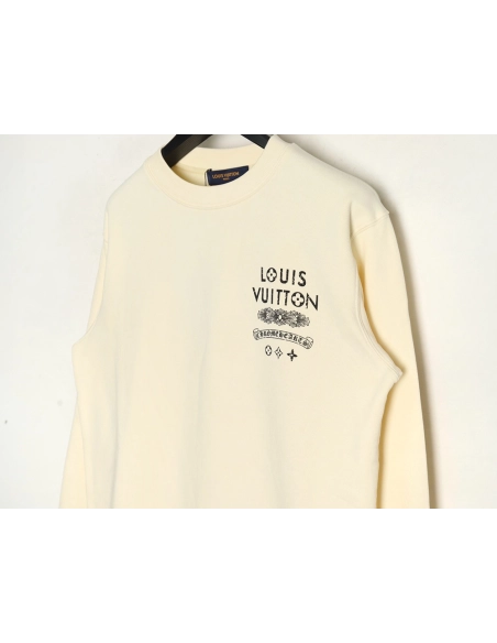 Louis Vuitton &amp; Chrome Hearts joint Sanskrit letter print crew neck sweatshirt,Louis Vuitton