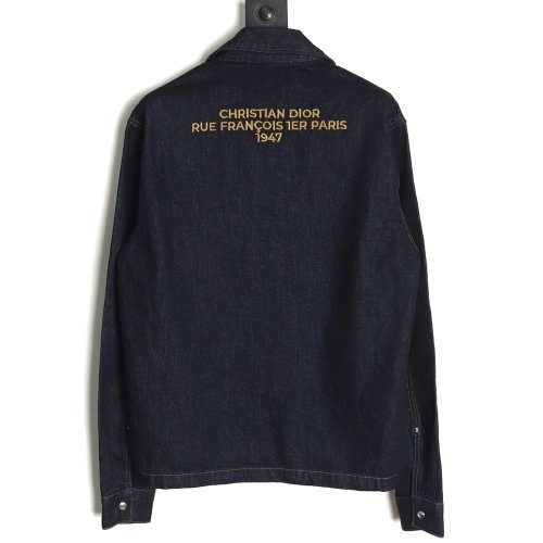 Dior 1947 embroidered lettering double pocket denim jacket,Dior