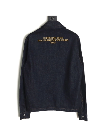 Dior 1947 embroidered lettering double pocket denim jacket,Dior