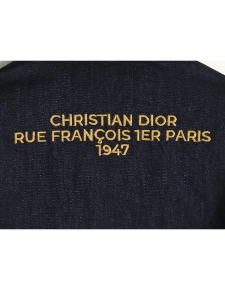 Dior 1947 embroidered lettering double pocket denim jacket,Dior