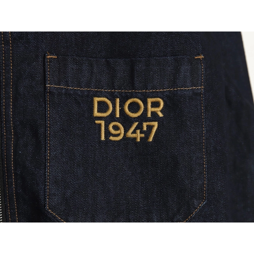 Dior 1947 embroidered lettering double pocket denim jacket,Dior