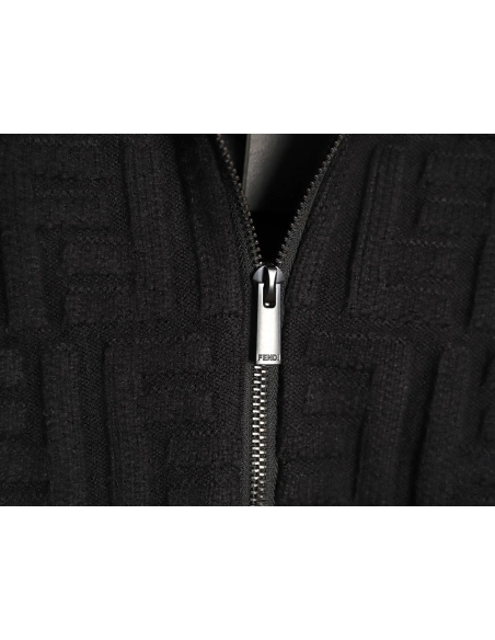 Fendi FF jacquard zip-up cardigan sweater,Fendi