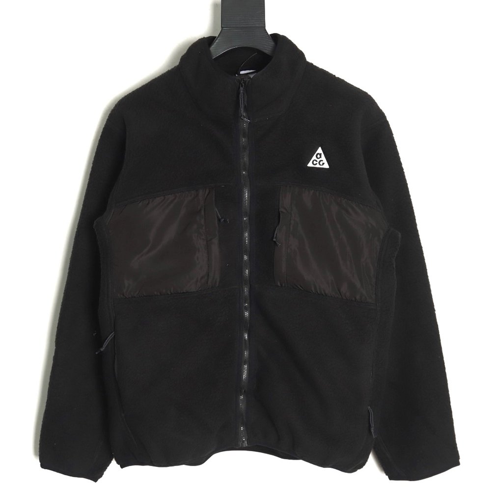 Nike &amp; Acg embroidered logo polar fleece stand collar zip-up jacket TSK1,Nike