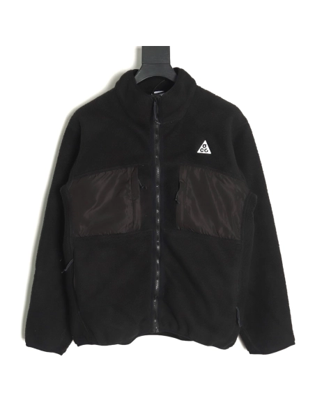 Nike &amp; Acg embroidered logo polar fleece stand collar zip-up jacket TSK1,Nike