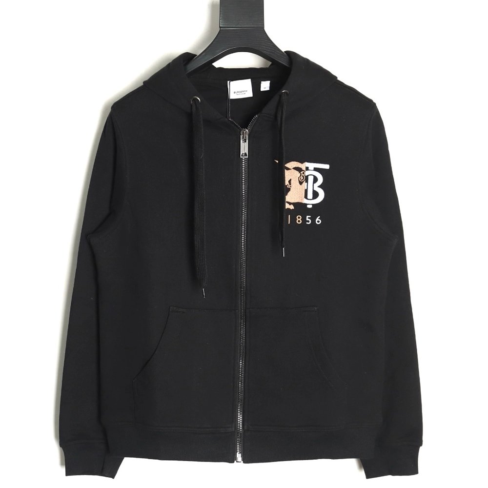 Burberry embroidered war horse logo zipper sweatshirt,Burberry