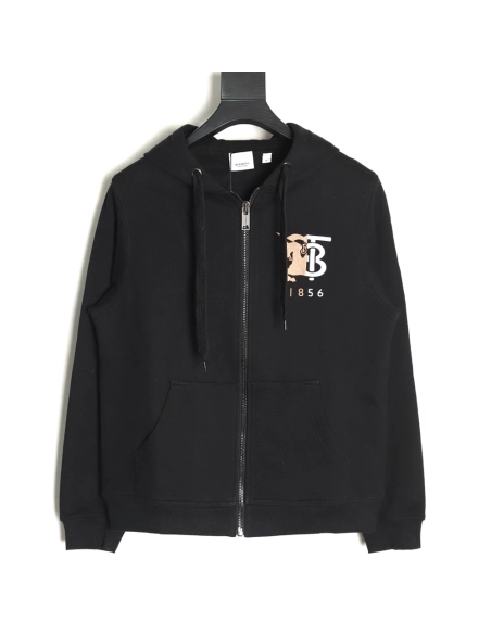Burberry embroidered war horse logo zipper sweatshirt,Burberry