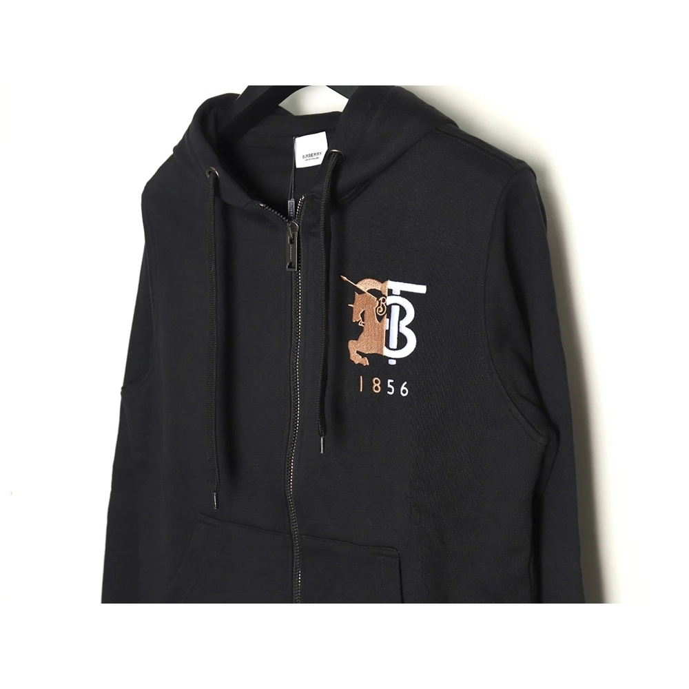 Burberry embroidered war horse logo zipper sweatshirt,Burberry