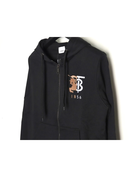 Burberry embroidered war horse logo zipper sweatshirt,Burberry