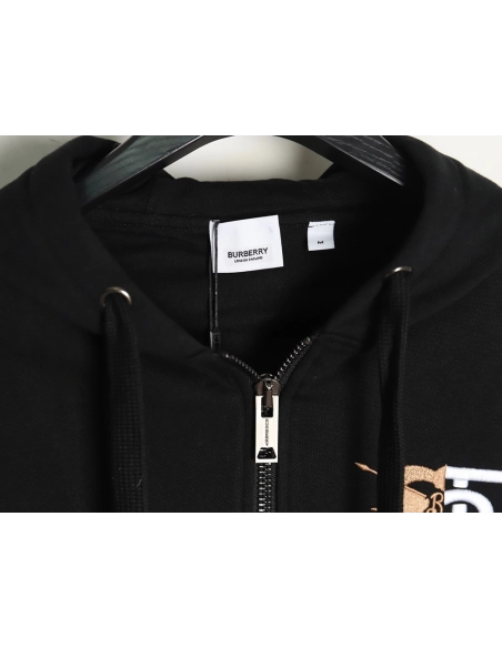 Burberry embroidered war horse logo zipper sweatshirt,Burberry