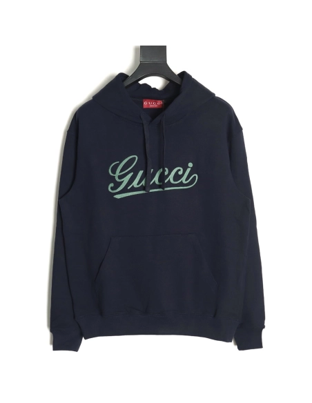 Gucci Green Embroidered Lettering Hoodie,Gucci