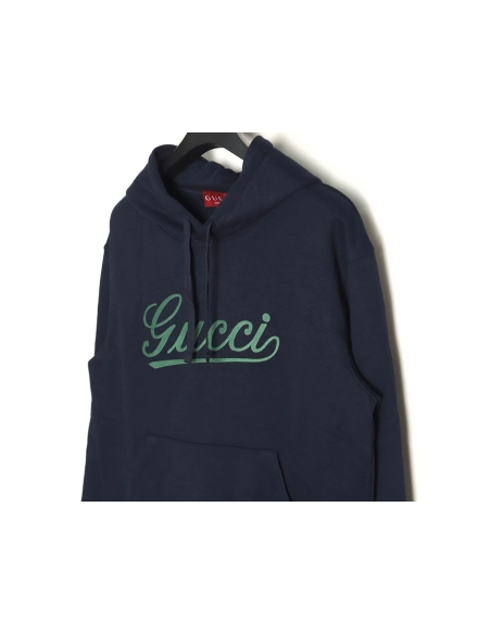 Gucci Green Embroidered Lettering Hoodie,Gucci