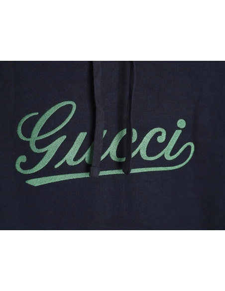 Gucci Green Embroidered Lettering Hoodie,Gucci