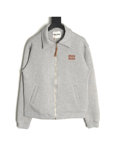 Miu Miu Lettering Embroidery Zipper Sweatshirt,Miu Miu