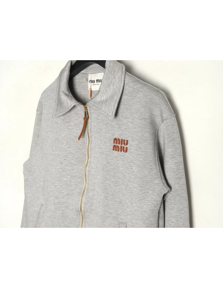 Miu Miu Lettering Embroidery Zipper Sweatshirt,Miu Miu