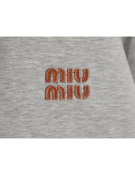 Miu Miu Lettering Embroidery Zipper Sweatshirt,Miu Miu
