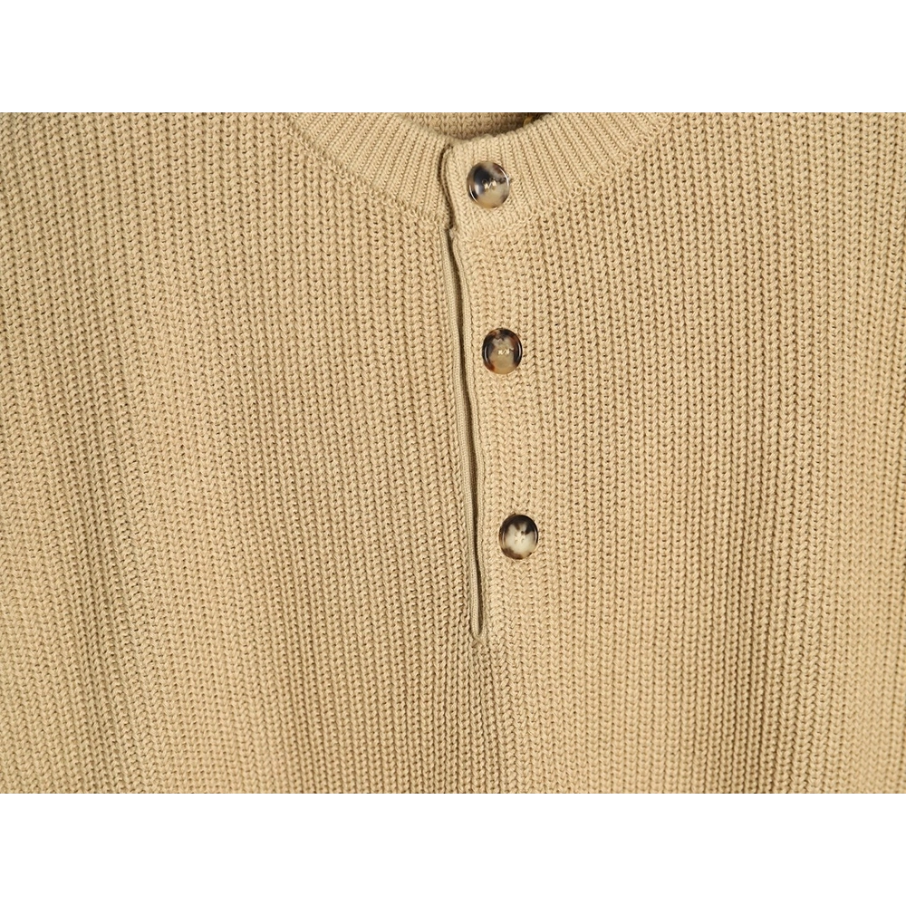 Loro Piana Henley-knit cotton crewneck sweater,Loro Piana