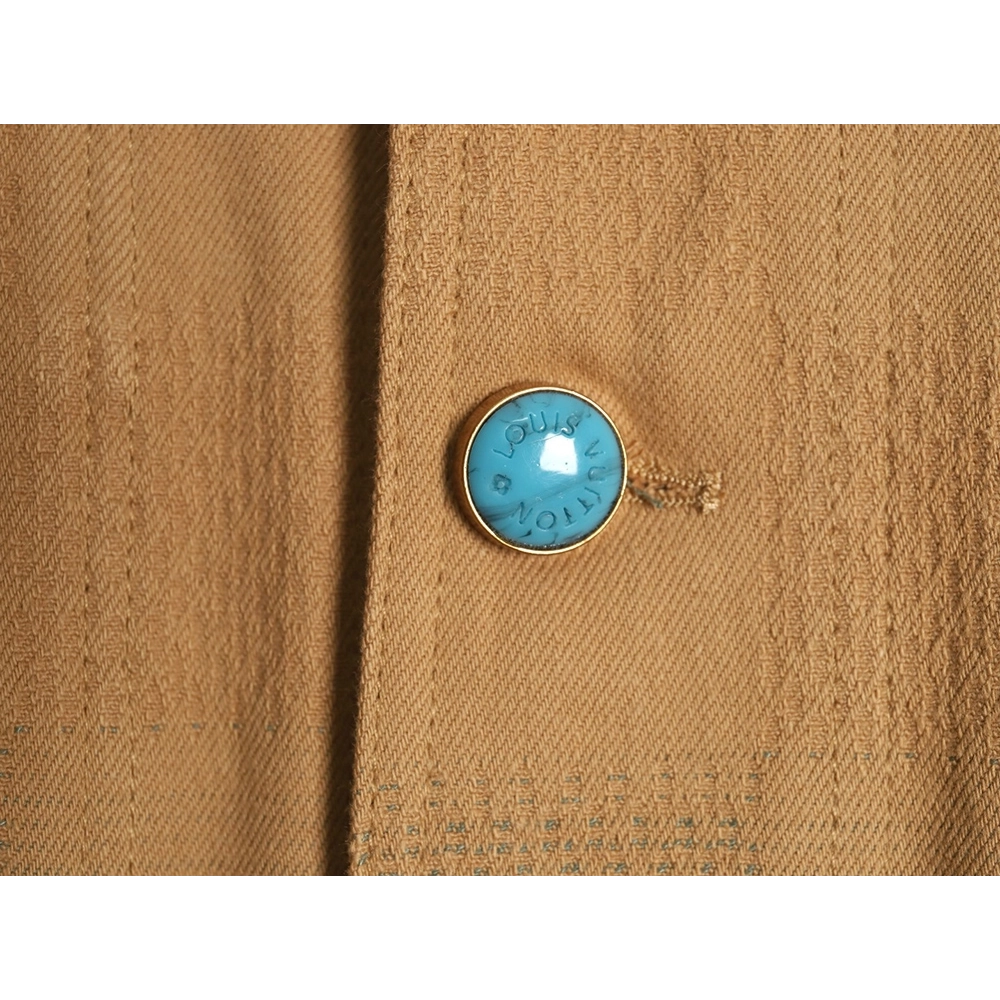 Louis Vuitton Pharrell joint embroidered turquoise checkerboard denim jacket,Louis Vuitton