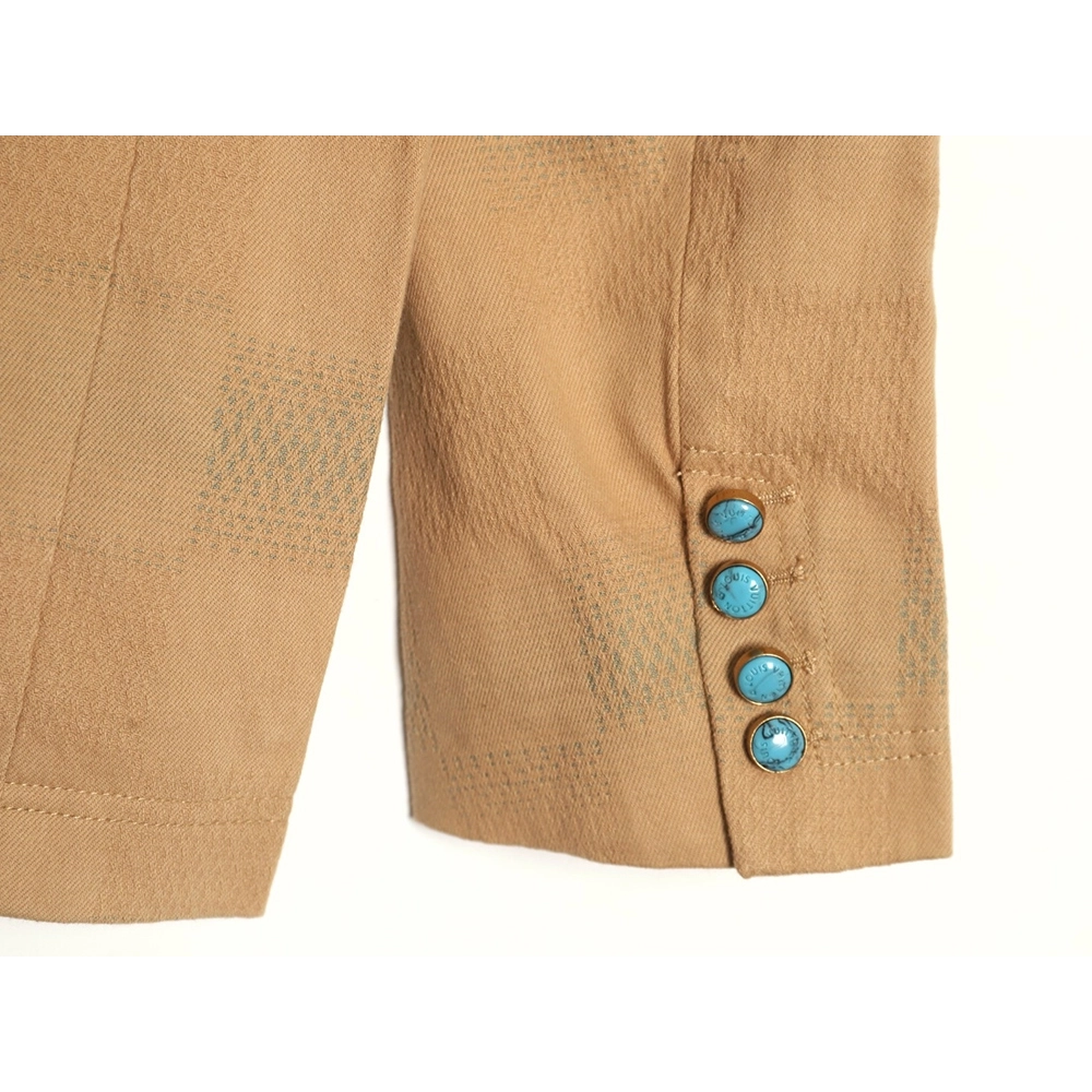 Louis Vuitton Pharrell joint embroidered turquoise checkerboard denim jacket,Louis Vuitton