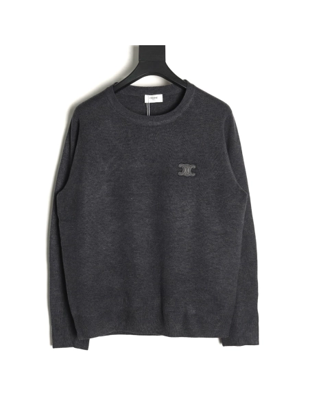 Celine Arc de Triomphe embroidered crew neck sweater,Celine