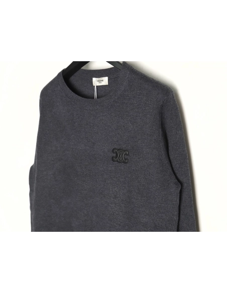 Celine Arc de Triomphe embroidered crew neck sweater,Celine