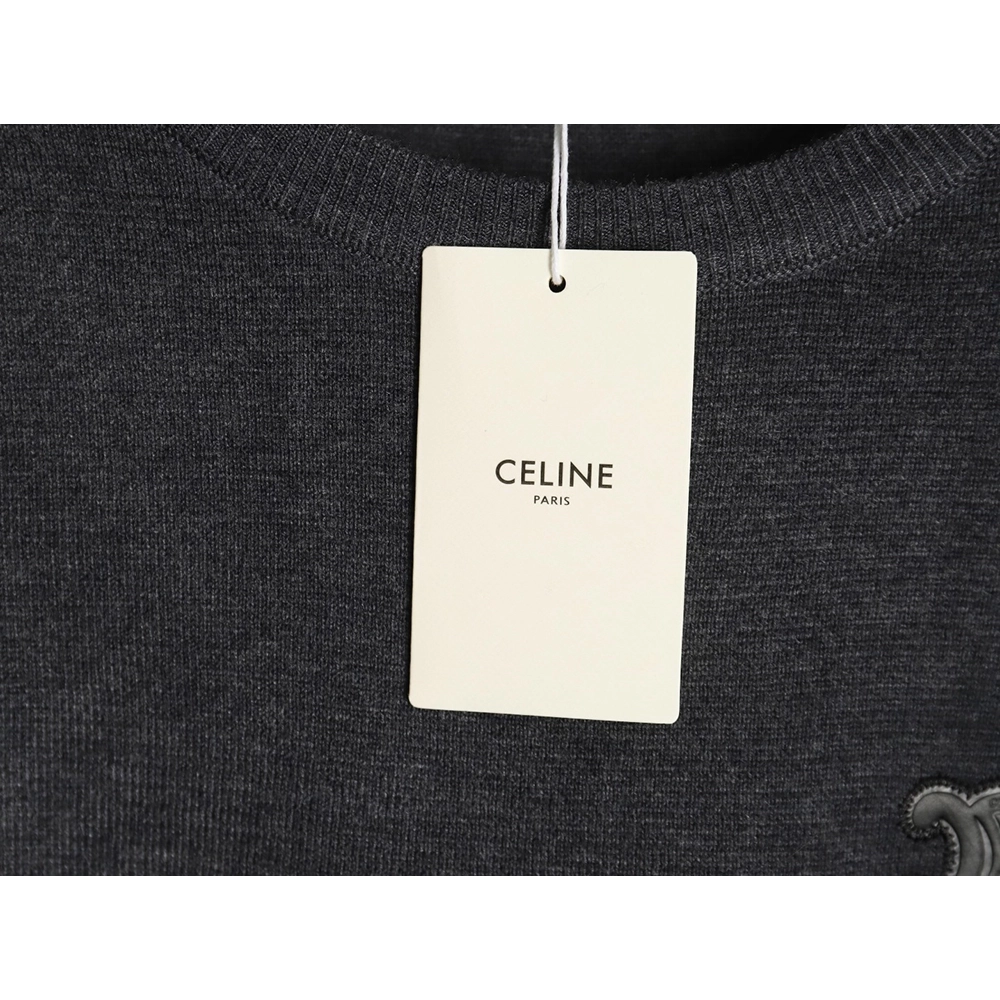 Celine Arc de Triomphe embroidered crew neck sweater,Celine