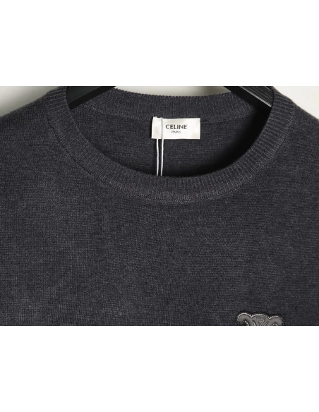 Celine Arc de Triomphe embroidered crew neck sweater,Celine